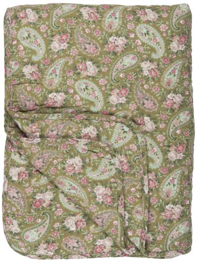 Quilt grøn m/faded rose paisley
