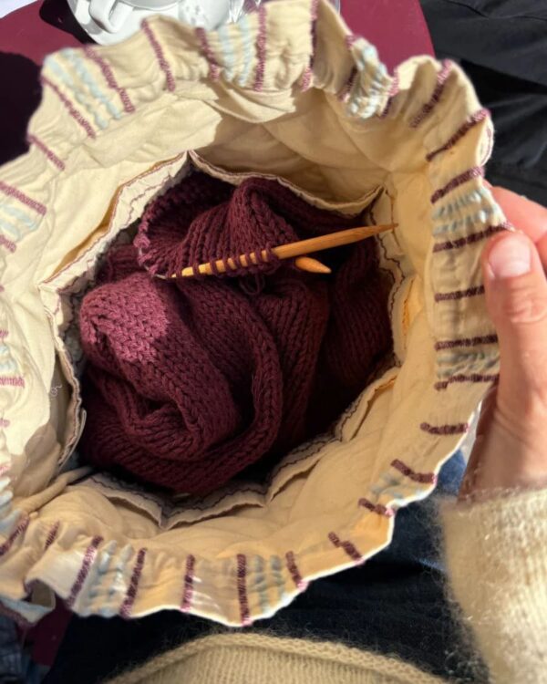 Knitter's Project Bag - Seersucker Twin Stripe - Image 7